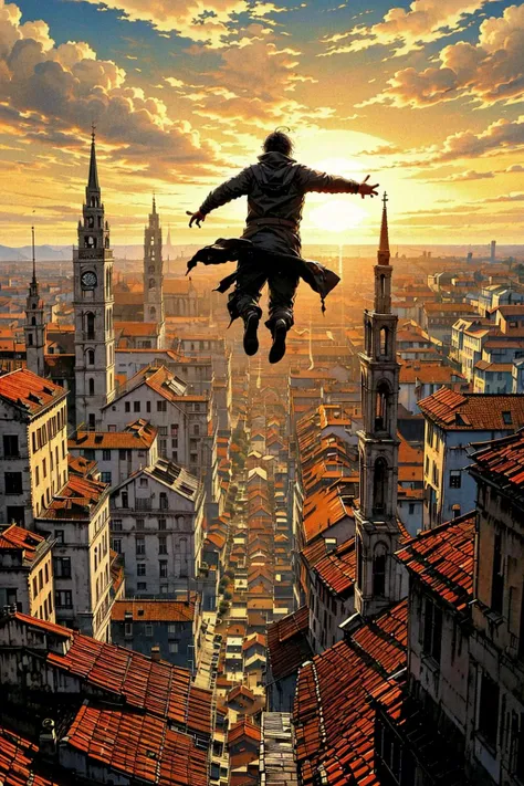 1boy,solo,male focus,cloud,sky,from behind,building,sun,outstretched arms,scenery,sunset,cityscape,jumping,city,ws7,
Best quality,masterpiece,ultra high res,<lora:ws8:0.7>,