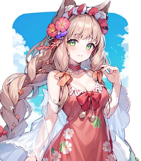 masterpiece, best quality, high resolution, 1girl, solo, SummerOutfit, cowboy shot,
<lora:PrincessConnectMaho-000018:0.8>