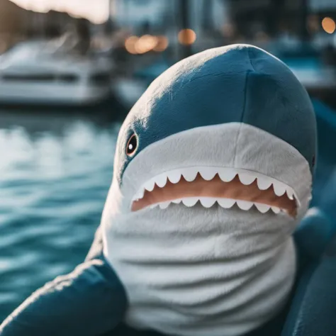 cinematic photo blahaj <lora:BlahajXL:0.9>, stuffed shark, plush toy . 35mm photograph, film, bokeh, professional, 4k, highly detailed