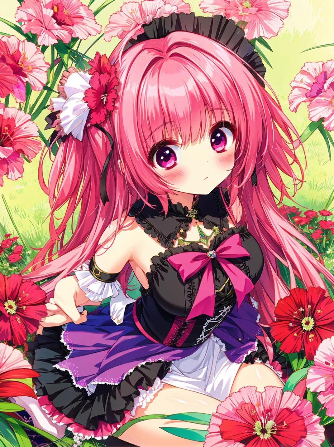 mix dianthus_superbus and girl , (solo:1.4) , BREAK multicolored pink:1.2 hair , dynamic angle, oil painting , (dianthus_superbus collage) , masterpiece:0.15762 , (best quality) , (dianthus_superbus collage) ,