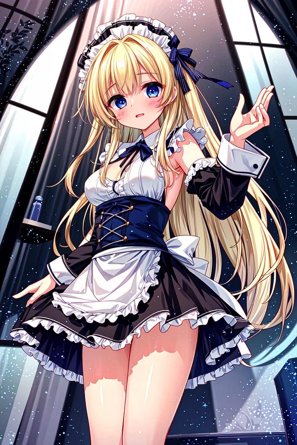 (1girl:1.3, solo:1.3, cute:1.3, innocent face:1.5, very littale child:1.5,ii girl:1.0), little child, lultra cute, ulautiful,
ultimate detailed baby face, perfect symmetrical baace, ultra cute little girl, ulcute baby face,
(shor:1, short torso:1),
vertit body,
BREAK
(masterpiece, top quality, best quality:1.2, insanely detailed, absurdres, ultra-highres, ultra-detailed, best quality, beautiful and aesthetic:1.2, colorful, absurdres, HDR, ((an extremely delicate and beautiful)),
(finely best quality illustration),
(8k photo quality), detailed background),
(light particles, sparkle), (Ray Tracing, Illustrated, Reflected Light), (perfect-composition), (depth of field),
BREAK
slender, small breasts, hanging breasts,
super detailed white skin, super detailed pale skin,
skindentation, lustrous skin, super detailed skin, ultimate shiny skin, textured skin, gleaming skin, glistening skin,
BREAK
(beautiful sensuous blue eyes:1.3),
(finely detailed beautiful eyes:1, beautiful sensuous eyes, ultra detailed eyes, glowing eyes), perfect eyes,
BREAK
(shiny blond hair, long wavy hair),
shiny hair, ultra detailed hair,
nice hands, perfect hands, perfect 5 fingers, perfect anatomy, beauty bone, anatomically correct, perfect limb, perfect foots, perfect legs,
BREAK
maid costume, maid headdress, maid apron, maid long one-piece, maid long sleeves, maid white frilled thighhighs, maid long skirt,
BREAK
cleaning, cleaning_windows,
BREAK
indoors, bedroom,
BREAK