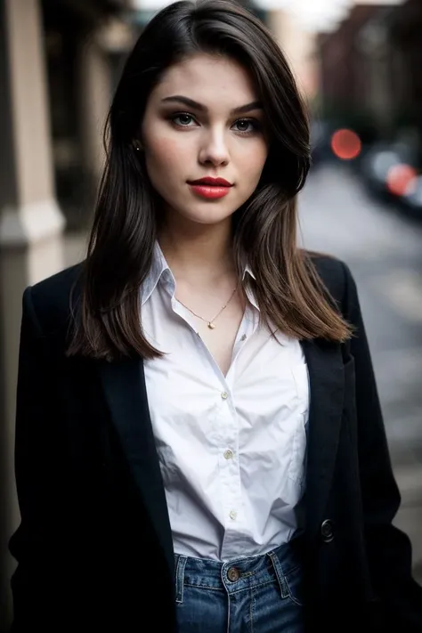 photo of beautiful (J4ym3L4ngf0rd-140:0.99), a woman, perfect hair, surprised, (modern photo), wearing black jeans, black button-up shirt, wool coat, portrait, 85mm, (analog, cinematic, film grain:1.3), (__advancedWildcardsScienceFictionKit_v10/advanced-science-fiction-locations__), detailed eyes, professional pose, painted lips, (epiCPhoto), (looking at viewer:1.1), (cinematic shot:1.3), (natural lighting, lit from above), <lora:add_detail:0.5>