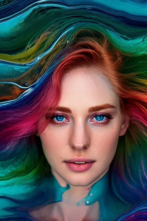 full color photo of skswoman lying in water,  PsychedelicFluids, closeup,
 <lora:Deborah Ann WollV2:1> <lora:Style-PsychedelicFluids-lawine:0.6>