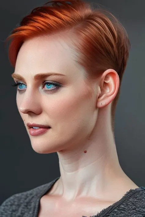 full color photo of skswoman, grey background, undercut hair,
<lora:Deborah Ann WollV2:1>