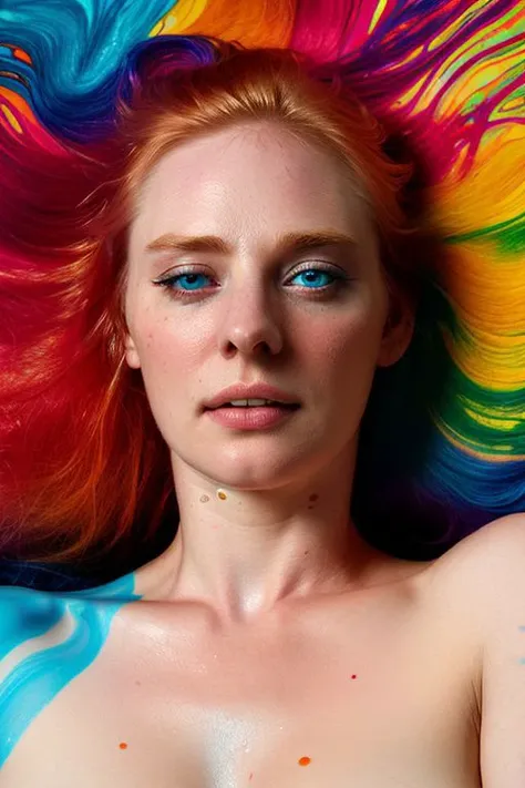 full color photo of skswoman lying in psychedelic water, PsychedelicFluids, closeup,
<lora:Deborah Ann WollV2:1>