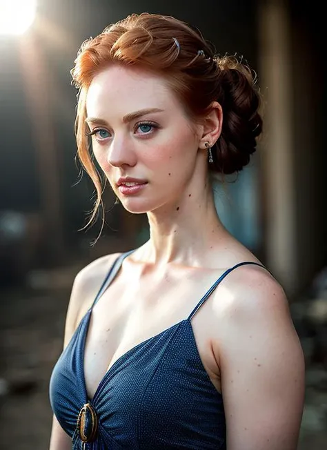 portrait of Deborah Ann Woll, ashamed , wearing cashmere , with blonde Asymmetrical haircut , background desert epic (photo, studio lighting, hard light, sony a7, 50 mm, matte skin, pores, colors, hyperdetailed, hyperrealistic), <lyco:Deborah Ann WollV6:1.2>