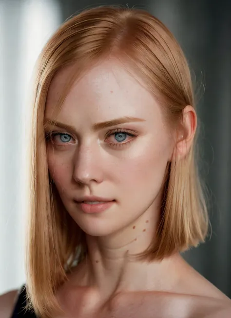 portrait of Deborah Ann Woll, neutral , wearing couture , with dark blonde Lob (long bob) , background library epic (photo, studio lighting, hard light, sony a7, 50 mm, matte skin, pores, colors, hyperdetailed, hyperrealistic), <lyco:Deborah Ann Woll:1.1>