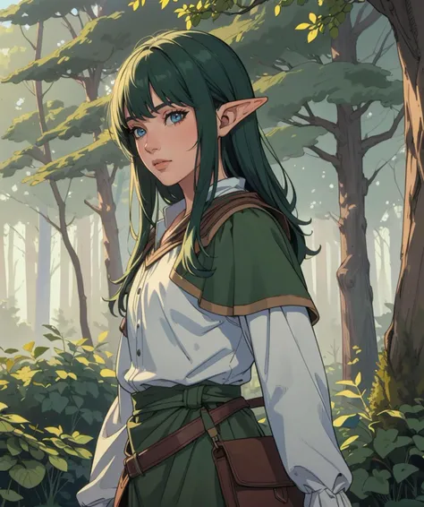 8k, B(est Quality, Masterpiece:1.5), highly detailed, solo, handsome elven man, detailed eyes, calm, forest, cowboy shot