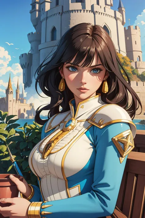 1girl, (designed by Jack Gaughan:0.7) and (George Hillyard Swinstead:0.7) and (George Perez:0.9) and (Kai Fjell:0.8) , artistic Digital artwork, Satisfying, Magic the gathering, overhead angle of a Spellbinding Impressionist Corsican ([maize|Citadel]:1.3) , it is smooth, it is anthropomorphic with a face, Slimy Westeros in background, Universal foliage with Pots with plants, Winter, equirectangular 360, Contemporary, Hopeless, intricate background, 70s Science Fiction, Indirect light, F/1.8, Lomography, concept art, layered textures, beautiful, professional, contrasting colors