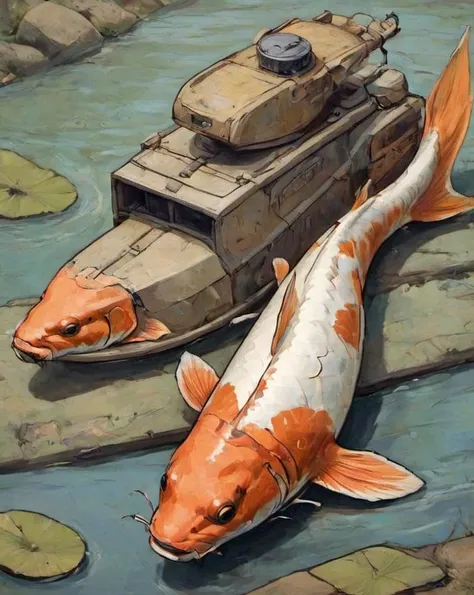 depiction of an armored (koi-carp:1.1), <lora:- SDXL - amredpll_armored_style_V1.0-step00001500:.8>, <lora:SDXL - Style - EldritchArt1.0:.8>