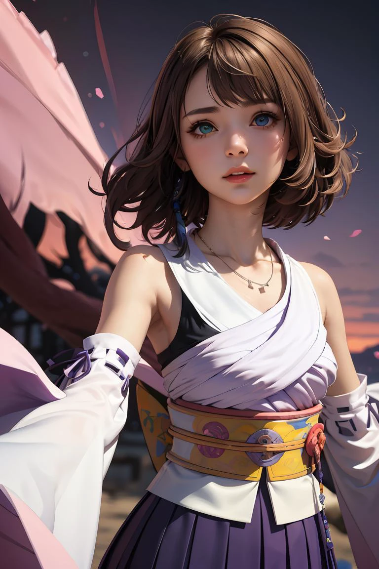 (masterpiece, best quality), 1girl, <lora:YunaV3:1> YunaX, heterochromia, detached sleeves, japanese clothes, sash, obi, hakama skirt, purple hakama