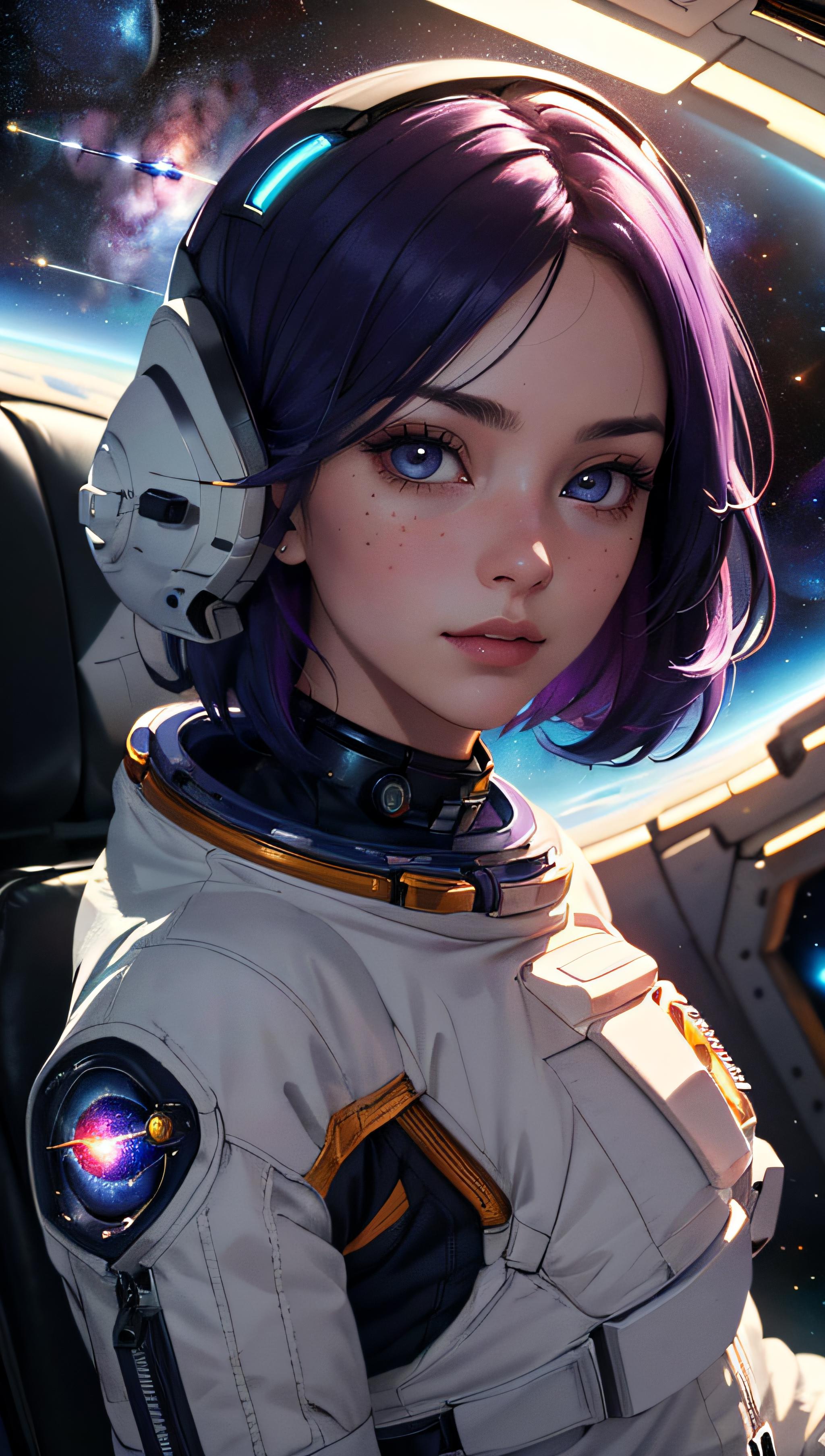 A woman in a space suit with a helmet on - SeaArt AI