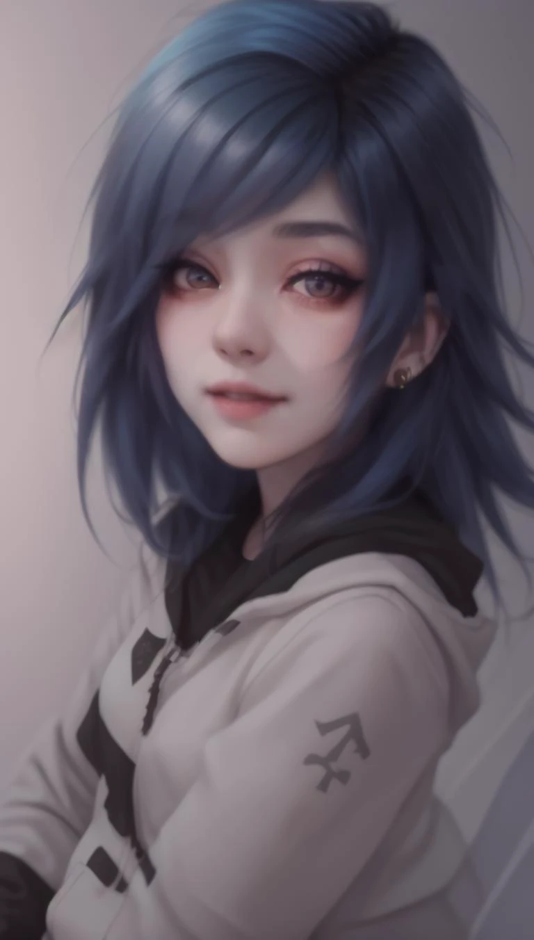 masterpiece, best quality, 1girl, <lora:emo_hairstyle (1):0.9> emo_hairstyle , dark makeup, piercing, nose piercing, lip piercing, (((closed mouth))), tattoo, hoodie, open jacket, colored inner hair, smile, (closed eyes:0.95), ((floating hair)), ((bags under eyes)),