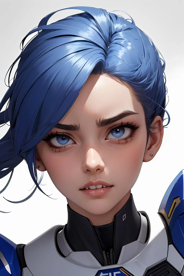 (masterpiece, best quality), 1girl, Cobalt Tapered Sides with Textured Quiff, Size H breasts, <lora:rolleyeclenchteeth_exp1:1> rolleyeclenchteeth, clenched teeth, rolling eyes