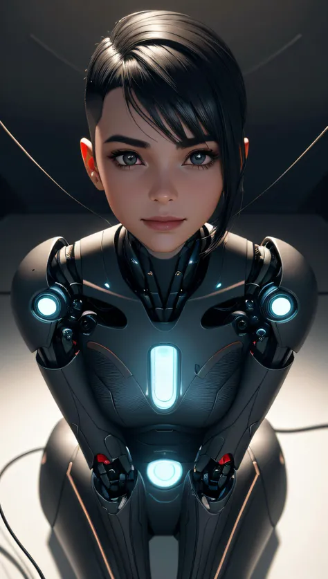 robot, robot joints, hardsurface, sci-fi_helmet, girl_face, concept_art