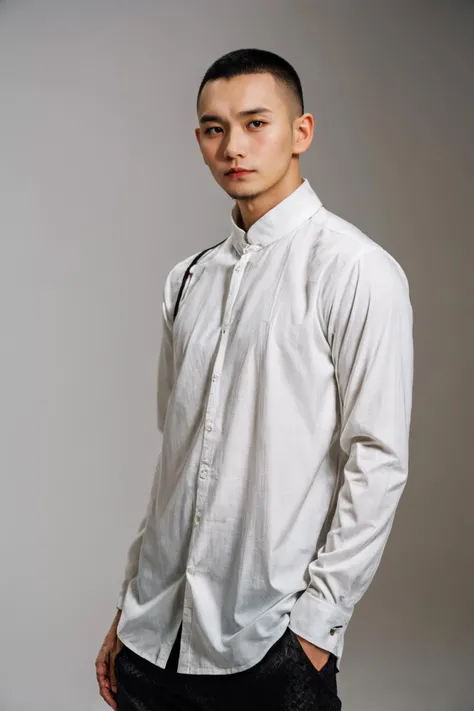 boy01, photographed on a Nikon Z7 II Mirrorless Camera,120mm F/4 wide-angle
best quality, masterpiece, ultra detailed, cowboy shot, 1boy, black eyes, facial hair, lips, long sleeves, male focus, pants, realistic, shirt, simple background, solo
<lora:more_details:0.3> <lora:add_detail:0.3> <lora:boy01_SDLife_Chiasedamme_v1.0:0.62>