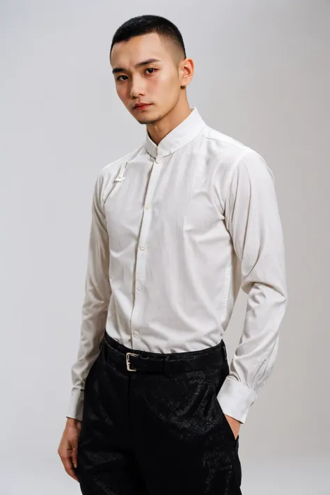 "trendy asian male model with stylish outfit and confident expression"