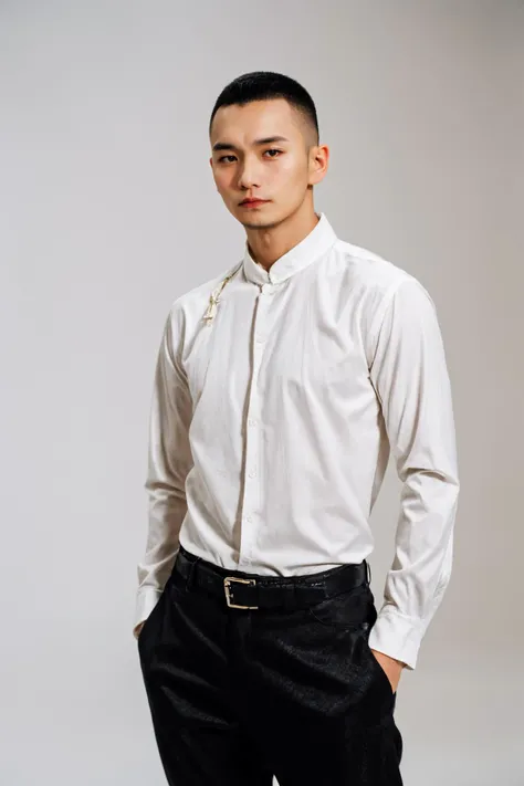 boy01, photographed on a Nikon Z7 II Mirrorless Camera,120mm F/4 wide-angle
best quality, masterpiece, ultra detailed, cowboy shot, 1boy, black eyes, facial hair, lips, long sleeves, male focus, pants, realistic, shirt, simple background, solo
<lora:more_details:0.3> <lora:add_detail:0.3> <lora:boy01_SDLife_Chiasedamme_v1.0:0.62>