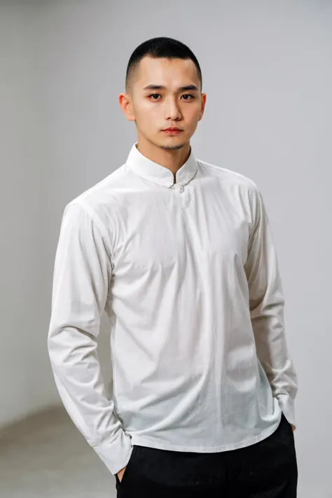 boy01, photographed on a Nikon Z7 II Mirrorless Camera,120mm F/4 wide-angle
best quality, masterpiece, ultra detailed, cowboy shot, 1boy, black eyes, facial hair, lips, long sleeves, male focus, pants, realistic, shirt, simple background, solo
<lora:more_details:0.3> <lora:add_detail:0.3> <lora:boy01_SDLife_Chiasedamme_v1.0:0.62>