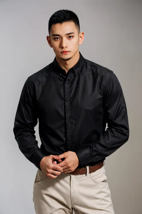 boy01, photographed on a Nikon Z7 II Mirrorless Camera,120mm F/4 wide-angle
best quality, masterpiece, ultra detailed, cowboy shot, 1boy, black eyes, facial hair, lips, long sleeves, male focus, pants, realistic, shirt, simple background, solo
<lora:more_details:0.3> <lora:add_detail:0.3> <lora:boy01_SDLife_Chiasedamme_v1.0:0.4>