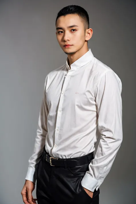 boy01, photographed on a Nikon Z7 II Mirrorless Camera,120mm F/4 wide-angle
best quality, masterpiece, ultra detailed, cowboy shot, 1boy, black eyes, facial hair, lips, long sleeves, male focus, pants, realistic, shirt, simple background, solo
<lora:more_details:0.3> <lora:add_detail:0.3> <lora:boy01_SDLife_Chiasedamme_v1.0:0.4>