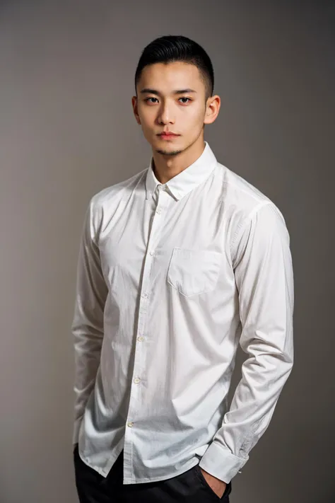 boy01, photographed on a Nikon Z7 II Mirrorless Camera,120mm F/4 wide-angle
best quality, masterpiece, ultra detailed, cowboy shot, 1boy, black eyes, facial hair, lips, long sleeves, male focus, pants, realistic, shirt, simple background, solo
<lora:more_details:0.3> <lora:add_detail:0.3> <lora:boy01_SDLife_Chiasedamme_v1.0:0.4>