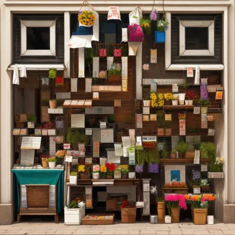 ((pixel art)), (a painting of a flower stall), street stall, different colored flowers, bright colors, striped stall canopy, intricately detailed, natural bright sunlight, masterpiece, lit, [high-key], high contrast, hard shadows   <lora:add_detail:0.5>