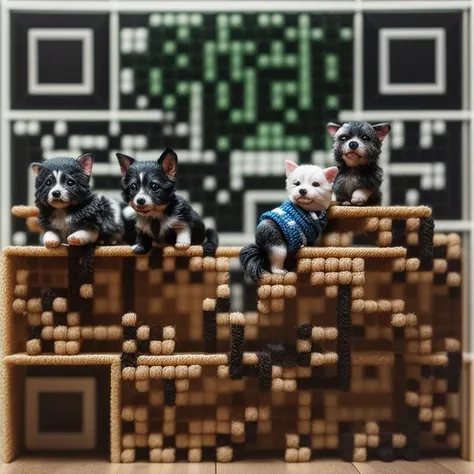 knitted squares:1.2, ((knolling:1)), adorable (tiny) happy puppies:1, <lora:more_details:1>, digital art:1, 3x + yi = 5x + 1 + 2i, photorealistic