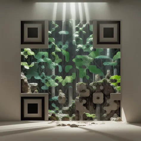 Looking out of a cave, (ambient occlusion:1.4, global illumination:1.2), (Subsurface scattering), (Jungle:1.6), vector art, (beautifully color-graded) cinematic , ue5, (masterpiece, best quality, high quality, highres), rainforest, vivid colors, cinematic lighting, blue mist with Volume rendering