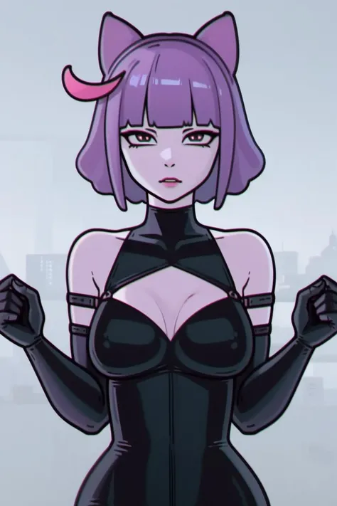 masterpiece, highest quality, best quality, 1girl, solo, looking at viewer,
masunya, cat ears, (purple skin color:1.1), latex suit, bdsm straps, highly detailed, <lora:my_LoRA_masunya_v3:0.5>
LS, CHROMATIC ABERRATION, <lyco:lazy_square_v5-000015:0.8>