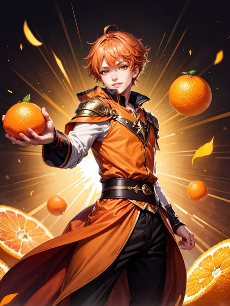 <lora:GoodHands-vanilla:0.8> <lora:more_details:0.4>
1boy, orange ambient, orange hair, orange eyes, orange clothes, sunligh, mage of oranges, oranges god, dynamic pose, god, godness, power of oranges, oranges, surrounded by magic oranges, light smile, orange splash,, masterpiece, 4k, high quality, highres, absurdres,