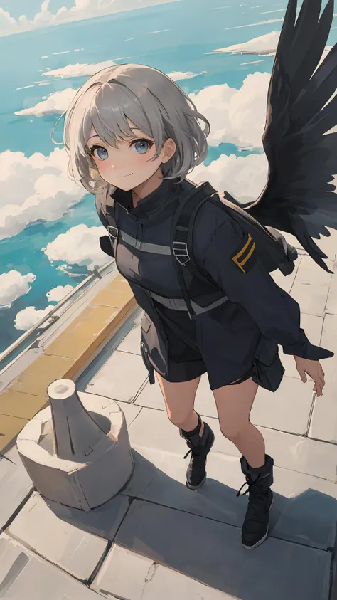 (masterpiece,best quality), on front, 1girl, cloudy sky, top view,
looking at viewer, looking up,
{long hair|short hair}, (wavy hair:0.8),
full body,
outdoors,
{day|dawn|night},
{blue eyes|black eyes|grey eyes},
{fantasy|modern|science fiction},
{shy|happy|sad|smile},