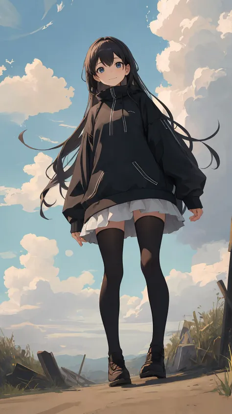 (masterpiece,best quality), on front, 1girl, cloudy sky,
looking at viewer,
{long hair|short hair}, (wavy hair:0.8),
full body,
outdoors,
{day|dawn|night},
{blue eyes|black eyes|grey eyes},
{fantasy|modern|science fiction},
{shy|happy|sad|smile},