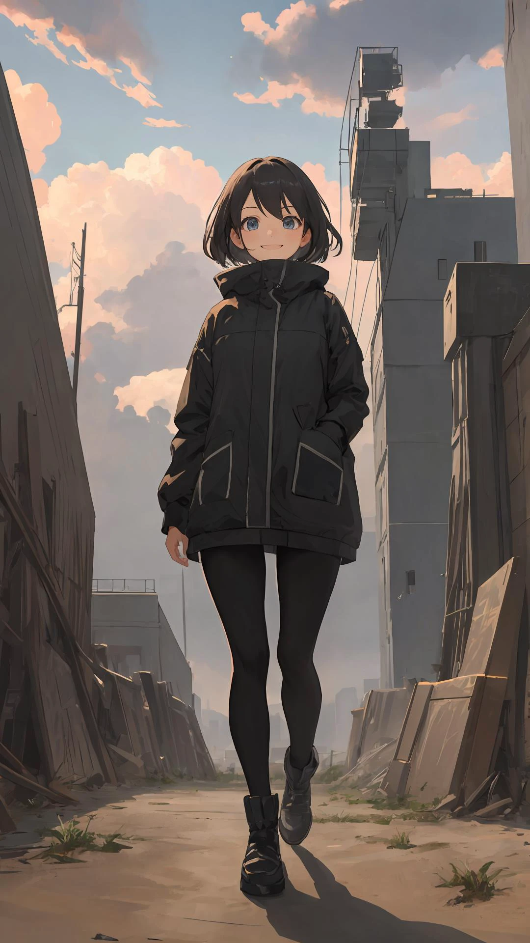 (masterpiece,best quality), on front, 1girl, cloudy sky,
looking at viewer,
{long hair|short hair}, (wavy hair:0.8),
full body,
outdoors,
{day|dawn|night},
{blue eyes|black eyes|grey eyes},
{fantasy|modern|science fiction},
{shy|happy|sad|smile},
