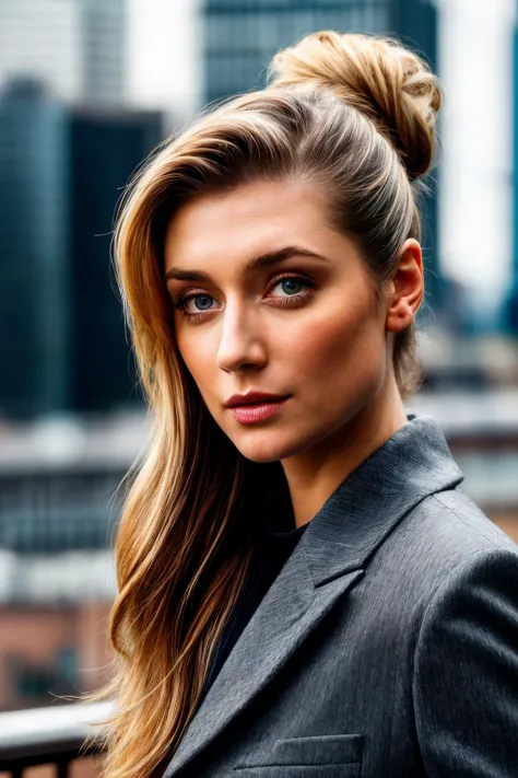 Photograph, elz, detailed face, skin texture, beautiful eyes, long hair, (hair up:1.2), office background, high detail, HD, ultra detailed, ultra realism, field of view, trending on 500px, <lyco:ElizabethD-RealVision-V1.0:1.0>
