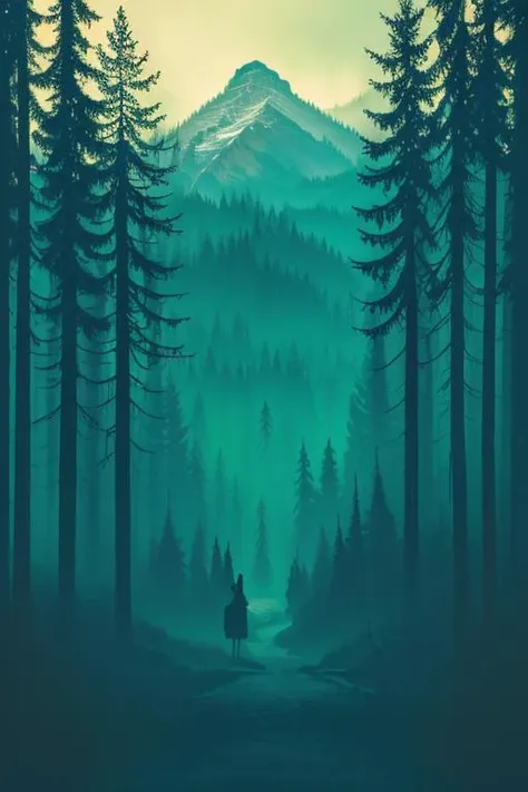 woman a mythical forest, masterpiece, perfect face, intricate details, horror theme, raw photo, photo unp <lora:MinimalLandscape:1> minlan1, landscape, scenery