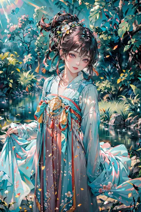 <(best quality, extremery best quality, masterpiece:1.4), (realistic, intricate details:1.4), (photorealistic:1.4), (extremely intricate:1.4), highres, ultra highres, ultra-detailed, absurdres, incredibly absurdres, extremely detailed, high quality, high resolution, hyperrealistic, ultra-realistic, hyper-detailed, top quality, best, fine detail, massive detail, Highly detailed, extreme detailed, highest detailed, high-res, absolutely resolution, reflection, (refraction:1.4), (hyperrealism:1.4)>, BREAK, 1girl, solo, looking at viewer, (young cute beautiful 18-year-old girl:1.4), 3d face, (hand of Guido Daniele:1.4), beautiful girl, Beautiful face, pretty, girlface, kpop idol, supermodel, stunning innocent symmetry face, perfect body, medium breast, slim waist, slim legs, (high detailed skin:1.5), glowing eyes, goddess, natural skin texture, shiny skin, White skin, Beautiful detailed face, detailed face, real skin texture, cute delicate face, finely detailed face, golden ratio, golden ratio face, expressive eyes, perfect face, perfect skin, flawless face, clear face, shiny hair, pale skin, Proper body proportion, perfect anatomy, realistic skin texture, luscious lips, glossy lips, natural makeup, beautiful bright pupils, slender figure, intricate eyes, detailed pupils, detailed face and eyes, longeyelashes, blush, good hand, perfect hands, pretty face, beautiful female bodies, finely detailed skin, oily shiny skin, clean facial features, an extremely delicate and beautiful, cute & girly, beautiful detailed eyes, stars in the eyes, detailed simmetric eyes, perfect smooth skin texture, BREAK, (((((standing, (hanfu, tang style, tang style outfits, pink upper shan, pink chest pleated skirt, red with pink waistband, red pibo:1.4), (smile, Pink hair, Pink eye, long hair, Pink eyelashes, Pink lips, Pink lip colour, Eyes glowing Pink, flat bangs, pink fluffy bunny:1.5), (night, Night time, moon light, sky, landscape, aurora borealis, stars, outdoors, Chinese, Pink fireworks, Sakura tree background:1.4), (lake background, mountains, full moon background, night lake shore, river, forest, chinese style countryard, lanterns, pond, cobblestone pathway, building pavilion, chinese buildings, moutains, misty lake, ancient chinese background, puddle, after the rain, petals falling, wet grass and trees, flower sea, in a meadow, waterfall, breeze, flying splashes, flying petals, leaves, bloom, bloom effect, surrounded by heavy floating petal flow, petal, Pink butterfly, flower, detailed beautiful grassland with petal, flowers, plants, Pink rose, many Pink roses, leaves falling from the tree, dust is drifting, ethereal, scenery, nature, mysterious background:1.4), (iridescent colors, Iridescence, blush, mysterious, fantasy background, fantasy, open mouth:1.2), (fog, wind:1.2), (Luminescent Particles:1.3), (fullbody:1.2), (eye focus, face focus, character focus, close-up face:1.2), (dutch angle, cowboy shot:1.3), colorful refraction)))), BREAK, <watercolor, available light, detailed light, volumetric fog, beautiful lighting, Rembrandt lighting, Cinematic, pixel art, game art, key visual, surreal, PBR Texturing, Anisotropic Filtering, Maximum Clarity And Sharpness, Albedo And Specular Maps, Multi-Layered Textures, Surface Shading, Sub-Pixel Convolution, Sub-Pixel Convolution, Accurate Simulation Of Light-Material Interaction, blurry foreground, broad light, volumetric light effect, matte painting, perfectly defined features, volumetric lighting, Tone Mapping, Lumen Reflections, Global illumination, Ray Tracing, Screen Space Global Illumination, Accent Lighting, 32k, Natural Lighting, volumetric, cinematic masterpiece, Rule of thirds, high dynamic range, Multi-exposure HDR capture, cinematic render, game cg cinematic, atmospheric perspective, scene, epic dynamic frame, motion blur, ((cinematic look, Film look)), rim light, 4k textures, adobe lightroom, photolab, insane details, hyperdetailed, exposure blend, professional color grading, professional color correction, aerial perspective, particles and dust in beams of light, cinematic scene, dynamic lighting, sharp details, lomography, soft focus, light leaks, bold hues, atmospheric depth, (explosive light and shadow:1.2), aesthetics, intricate designs, ultra realistic digital art, (zentangle, mandala, tangle, entangle), (fractal art), elegant, vivid colours, floating particles, particles, dramatic, epic, (ink drawing, oil painting detailed), (dramatic lighting:1.2), RAW, huge filesize, extremery detailed CG, Photo, 8k uhd, cinematic atmosphere, trending on artstation, award-winning glamour photograph, highly detailed photo, official art, beautiful and aesthetic, unity 8k wallpaper, beautiful, highly detailed CG illustration, best illustration, intricate, Amazing, emotional, analog, painting, digital painting, concept art, Oil Painting, illustration, Classical art, Renaissance, Romanticism, Neoclassicism, Color Palette, depth and contrast, Vibrant colors, saturated, rich saturation, color harmony, vivid palette, concept-art, design style, detail character, concept render, colorful, analog photography, dreamy atmosphere, specular highlights, atmospheric lighting, (dynamic angle, dynamic pose :1.3), (shiny, clothes reflecting light, lens flare, bloom effect, light particle, lens glare:1.3), realistic lighting, cinematic light, (cinematic lighting), light in the face, soft lighting, saturated colors, detailed background, sharp focus, 8k high definition, perspective, Master Composition, roughness, post-processing, soft shadows, realistic shadows, ambient occlusion, ray-tracing, subsurface scattering, photon mapping, physically-based rendering, octane rendering, unreal engine 5, ue5 rendering, Adobe After FX, dslr, RTX, Best character details, radiosity, sharp, antialiased, RAW photo, HDR, 8k, 4k, (((Photographed by Roger Deakins, using a RED Monstro 8K VV camera and a series of high-end lenses))), ((Hasselblad photography)), (film grain:1.4), Kodak portra 400, ((Fujifilm X-T5)), professional photograph, depth of field, caustics, Broad lighting, diffuse lighting, rim lighting, two tone lighting, textile details, visible pores, high resolution scan, professionally color graded, photographic reality, automatic white balance, best lighting, detailed shadow, high contrast, strong light and shadow>, (PureErosFace_V1:0.5), (ulzzang-6500:1), <lora:epiNoiseoffset_v3:0.05>, <lora:add_detail:0.1>, <lora:hanfuTang_v35:0.8>, <lora:zhongfenghuaxiyou-000018:0.05>, zhongfenghua