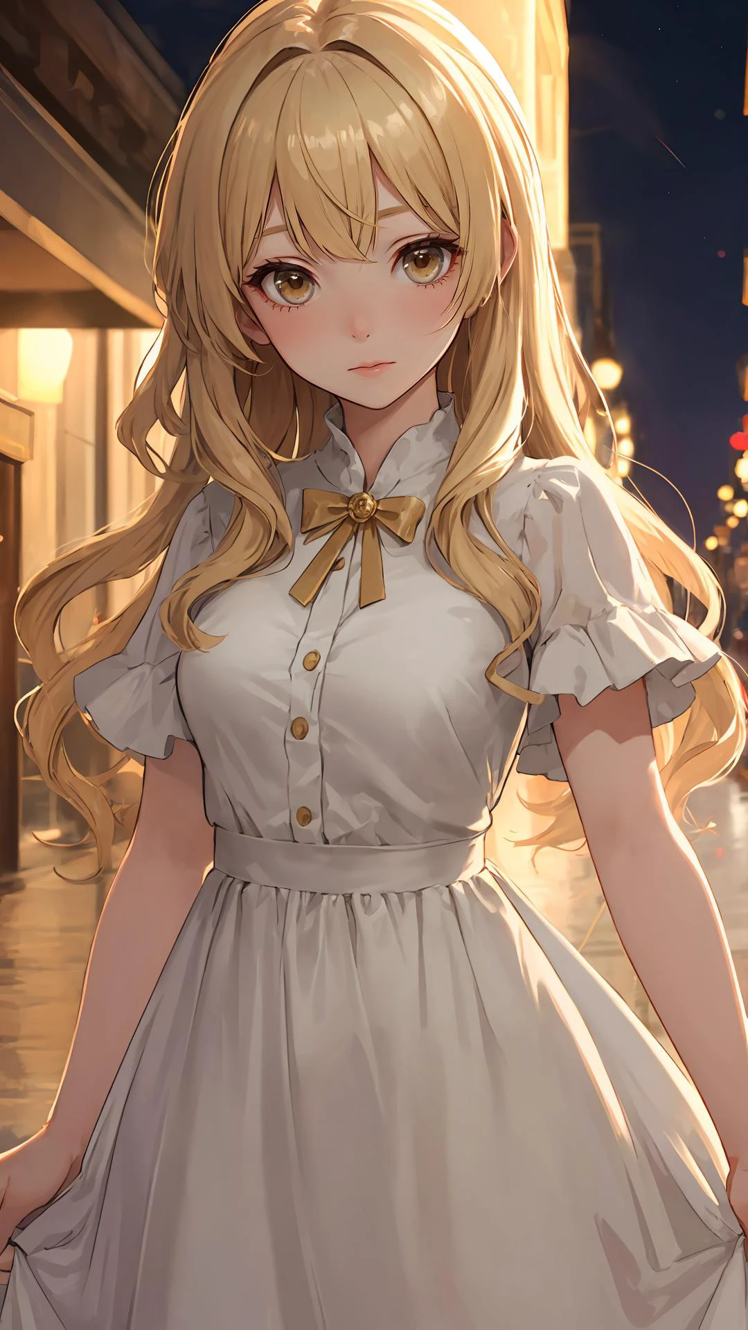 {Voluminous updo|natural wavy|upd|pixie cut}, looking at viewer, (cinematic:0.7), depth of field,
masterpiece, best quality, outdoors, night, (character on front:1.3),
ivory hair, gold eyes,