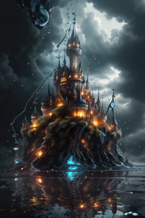 <lora:water-energy-drop-style-darquelilly-v1:1>waterenergydropstyle, castle