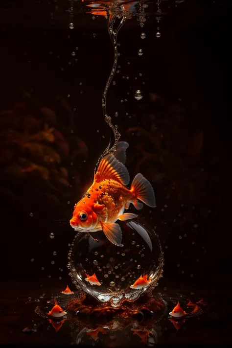 <lora:water-energy-drop-style-darquelilly-v1:1>waterenergydropstyle, goldfish