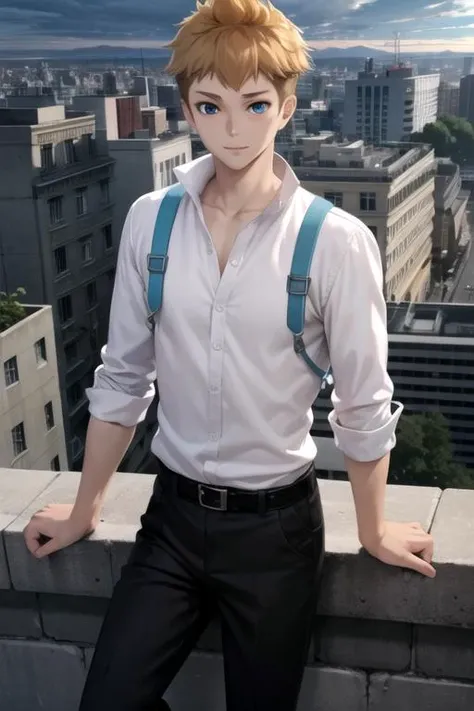masterpiece, best quality, game cg, 1boy, solo, male focus, looking at viewer, , , anime coloring, , <lora:roy_kaminaki_sekai:0.76>, roy_kaminaki_sekai, brown hair, blue eyes, , , The City of Glas,