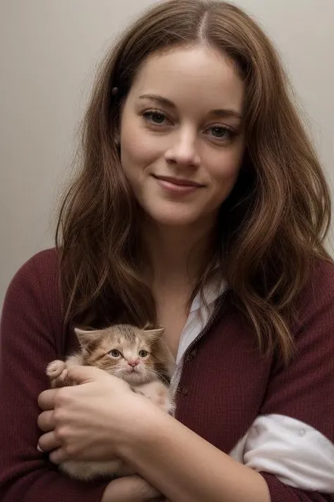 (portrait photo) of (jnlv woman:1.0), (holding a kitten:1.15) <lora:JaneLevyWollDogu_jnlv:1>