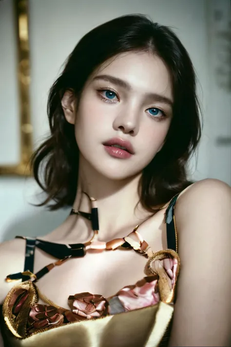 a woman portrait,  <lora:nataliaV_lora:.9> best quality, masterpiece, medium shot, [full body:0.5], fashion photography