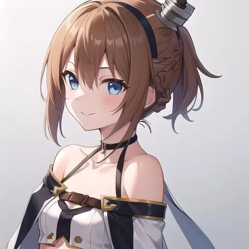 Light brown hair and ponytail、Young woman in a fantastic white costume、Green Eyes