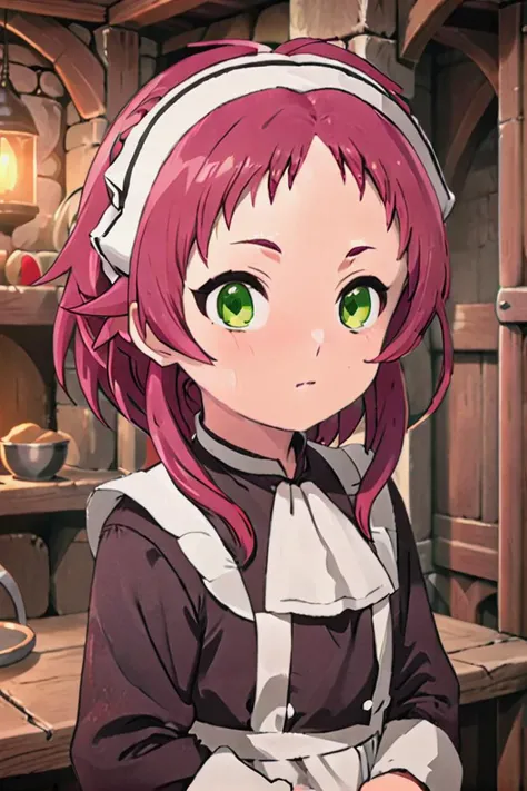 <lora:aisha-greyrat-sdxl-v10:0.7>
one 8-year old girl, (aisha greyrat), standing in a medieval tavern
she is looking at viewer, her face is detailed and smooth, her eyes are hyper detailed, masterpiece,
long sleeves, dress, green eyes, red hair, hairband, apron, maid, white hairband,
The soft lighting and detailed surroundings create an immersive environment where imagination runs wild,
draw it in the style of mushoku tensei,
hyper-detailed, high quality visuals, dim Lighting, sharply focused, octane render, 8k UHD
