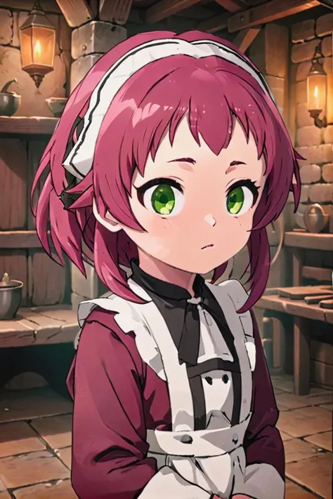 <lora:aisha-greyrat-sdxl-v10:0.7>
one 8-year old girl, (aisha greyrat), standing in a medieval tavern
she is looking at viewer, her face is detailed and smooth, her eyes are hyper detailed, masterpiece,
long sleeves, dress, green eyes, red hair, hairband, apron, maid, white hairband,
The soft lighting and detailed surroundings create an immersive environment where imagination runs wild,
draw it in the style of mushoku tensei,
hyper-detailed, high quality visuals, dim Lighting, sharply focused, octane render, 8k UHD