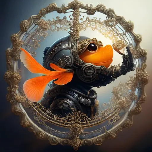 goldfish macro, disney artwork, cozy indoor lighting, artstation, highly detailed eyes, highly detailed hair, OVERMASKED, cinematic,character design by mark ryden and pixar and hayao miyazaki, unreal 5, daz, hyperrealistic, octane render, unreal engine, vray,