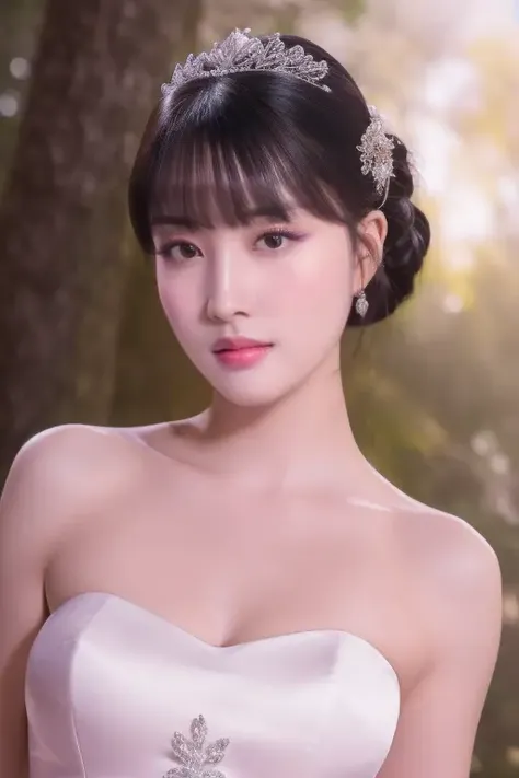 <lora:staycYoon:1>,Yoon,RAW photo,physically-based rendering,(looking at camera:1.5),(looking at viewer:1.2),perfect eyes,(8k, best quality, masterpiece:1.2),(full body shot:1.1),(close-up photo:1.5),octane render,extremely detailed CG unity 8k wallpaper,studio soft light, rim ligh,in forest,sunlight,standing,(a girl is wearing wedding dress:1.5),hyper realistic detail shiny skin,ultra detailed,(ultra realistic:1.5),(intricate:1.2),(photorealistic:1.4),1girl,(skinny:1.3),detailed background,smile