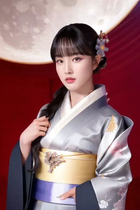 <lora:staycYoon:1>,Yoon,RAW photo,physically-based rendering,(8k, best quality, masterpiece:1.2),(full body shot:1.2),octane render,extremely detailed CG unity 8k wallpaper,rim ligh,dark outdoor,streets,standing,(night,full moon:1.5),(long twist hair:1.2),(a girl is wearing kimono:1.5),hyper realistic detail shiny skin,ultra detailed,(ultra realistic:1.5),(looking at viewer:1.4),(intricate:1.2),(photorealistic:1.4),1girl,(skinny:1.3),detailed background