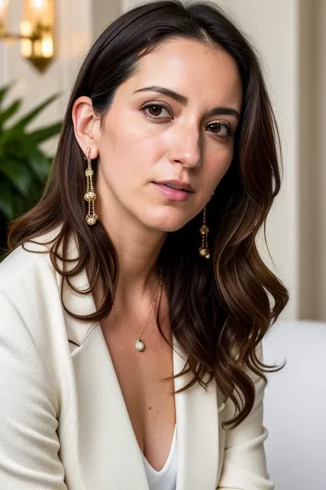 portrait of emb-katyakotrikadze, jewelry, luxury, earrings, rings, brooch, fan earrings, side slit, worried look, RAW, best quality, masterpiece, ultra-detailed, photorealistic, hyperdetailed, hyperrealism, 8k, full sharp, (extremely detailed eyes, extremely detailed face), detailed skin, textured skin, insane details, soft lighting, UHD, looking at viewer, volumetric lighting, intricate details, sharp focus, absurdres, highres, style by David Mann, bold, bright colours, by Li Zhensheng , bloom, fujifilm xt-4, film strip,